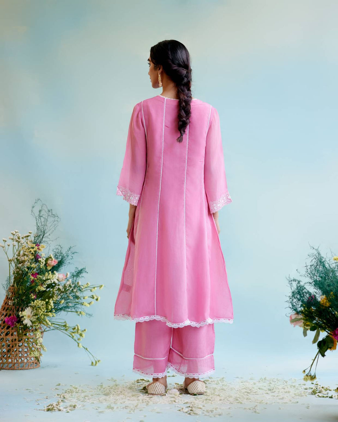Blush Pink Anarkali with Wide Leg Pants
