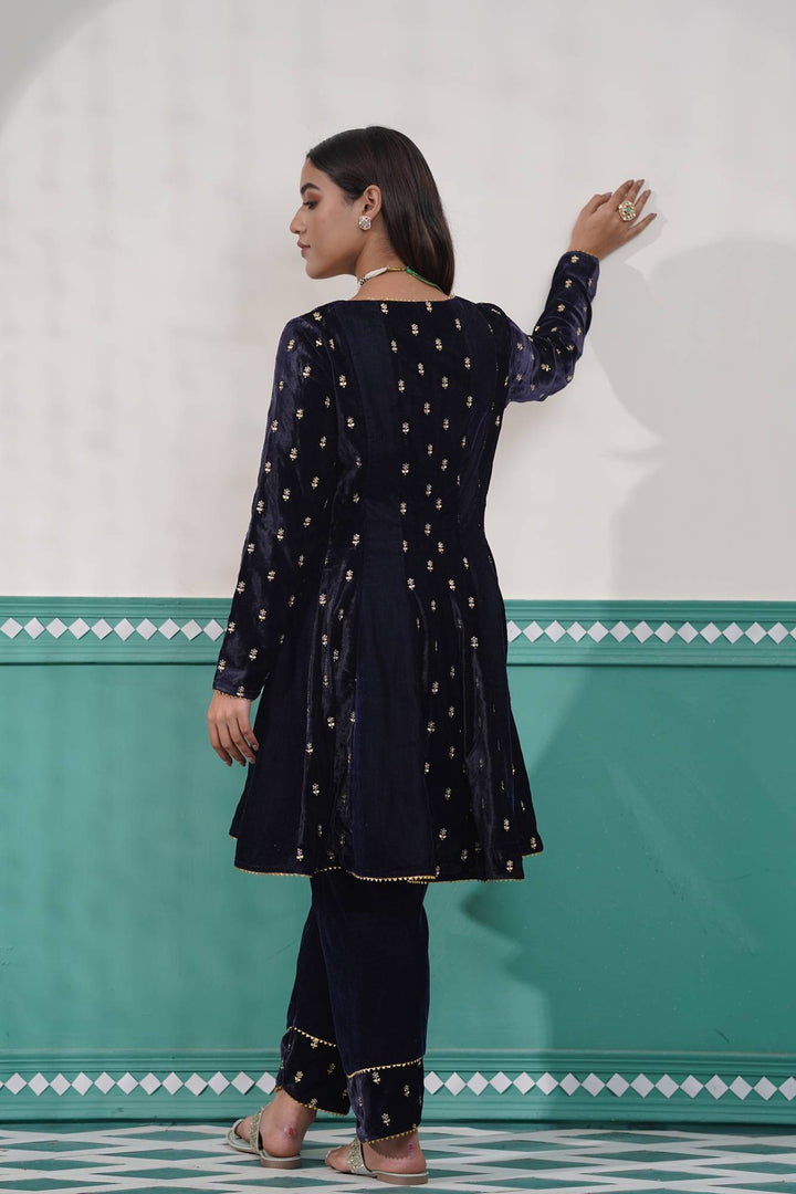 Velvet Flora Anarkali Set