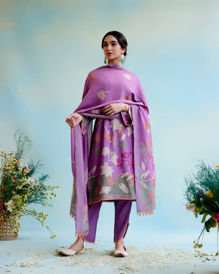 Violet Vale Kurta with Tulip Pants and Dupatta