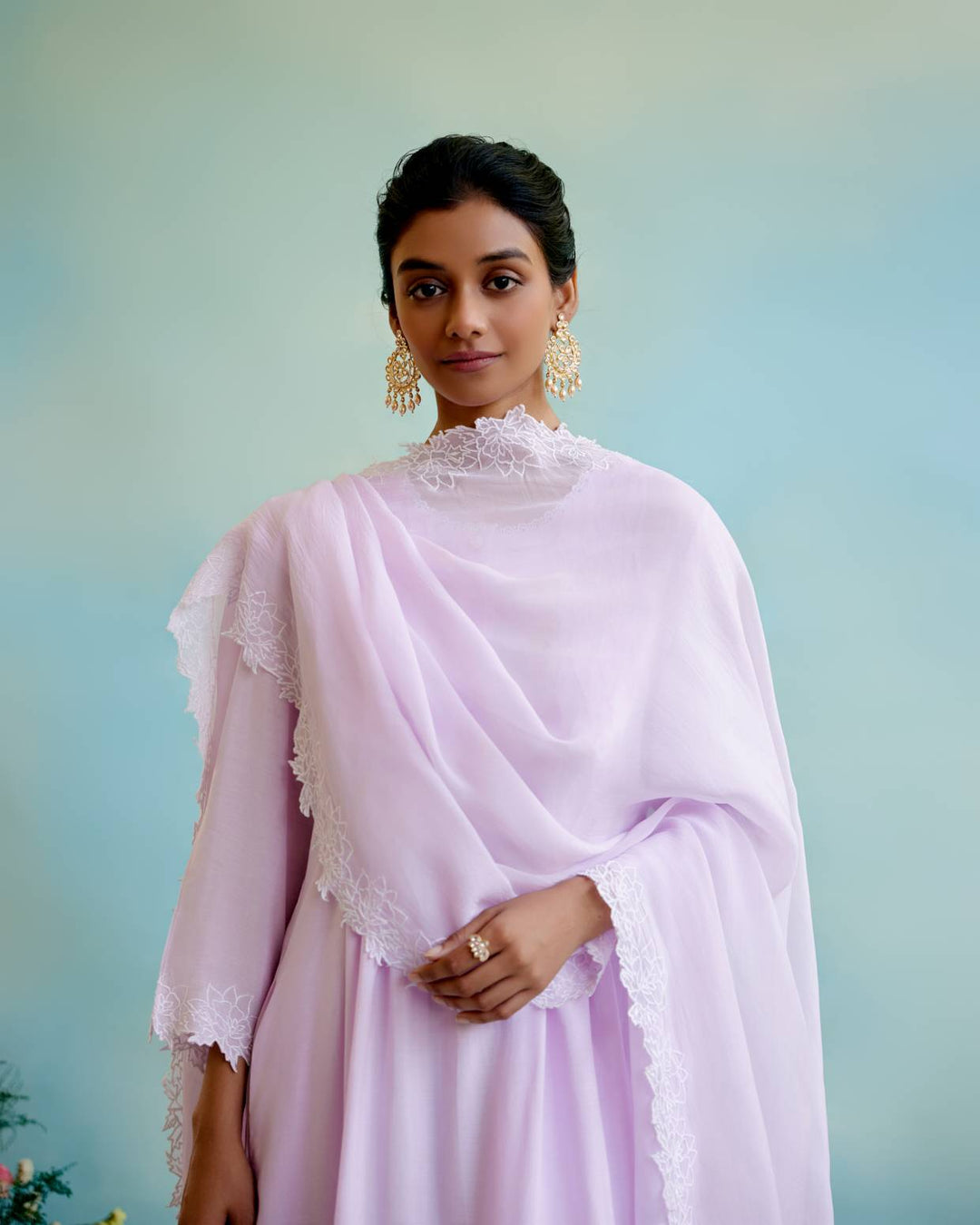 Lilac Pearl Kurta with Wide Leg Pants