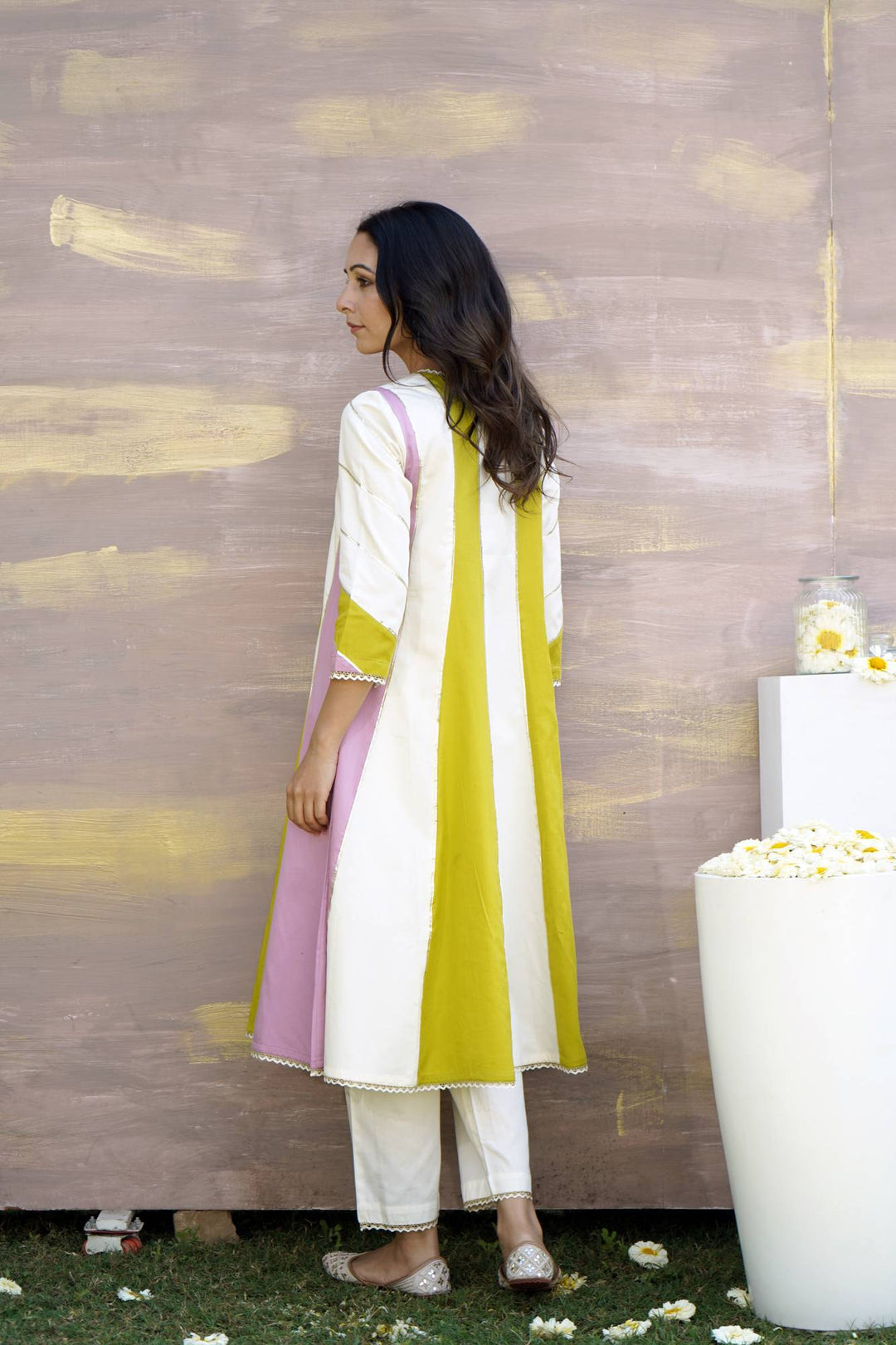 Orchid Olive Anarkali with Narrow Pants