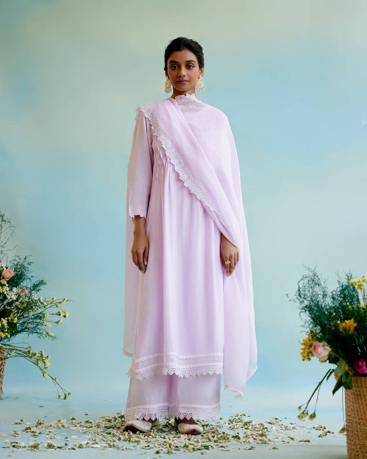 Lilac Pearl Kurta with Wide Leg Pants