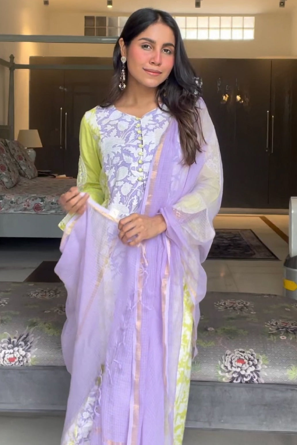 Lime orchid kurta with narrow pants