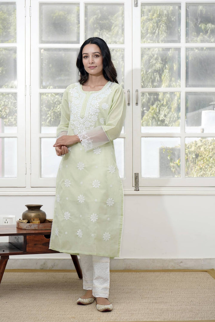 Mint Chikankari Kurta Set