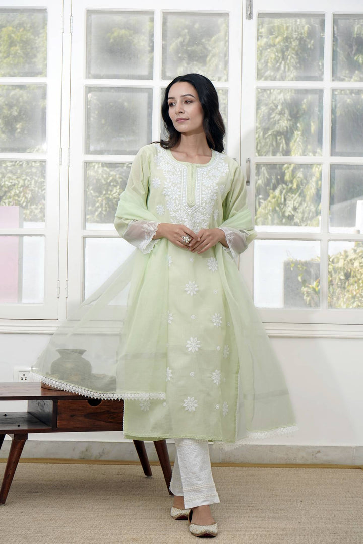 Mint Chikankari Kurta Set