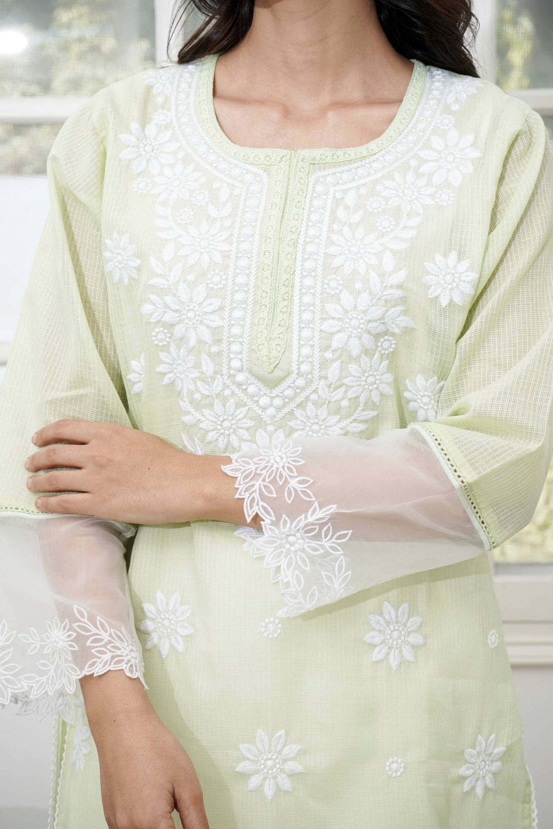 Mint Chikankari Kurta Set