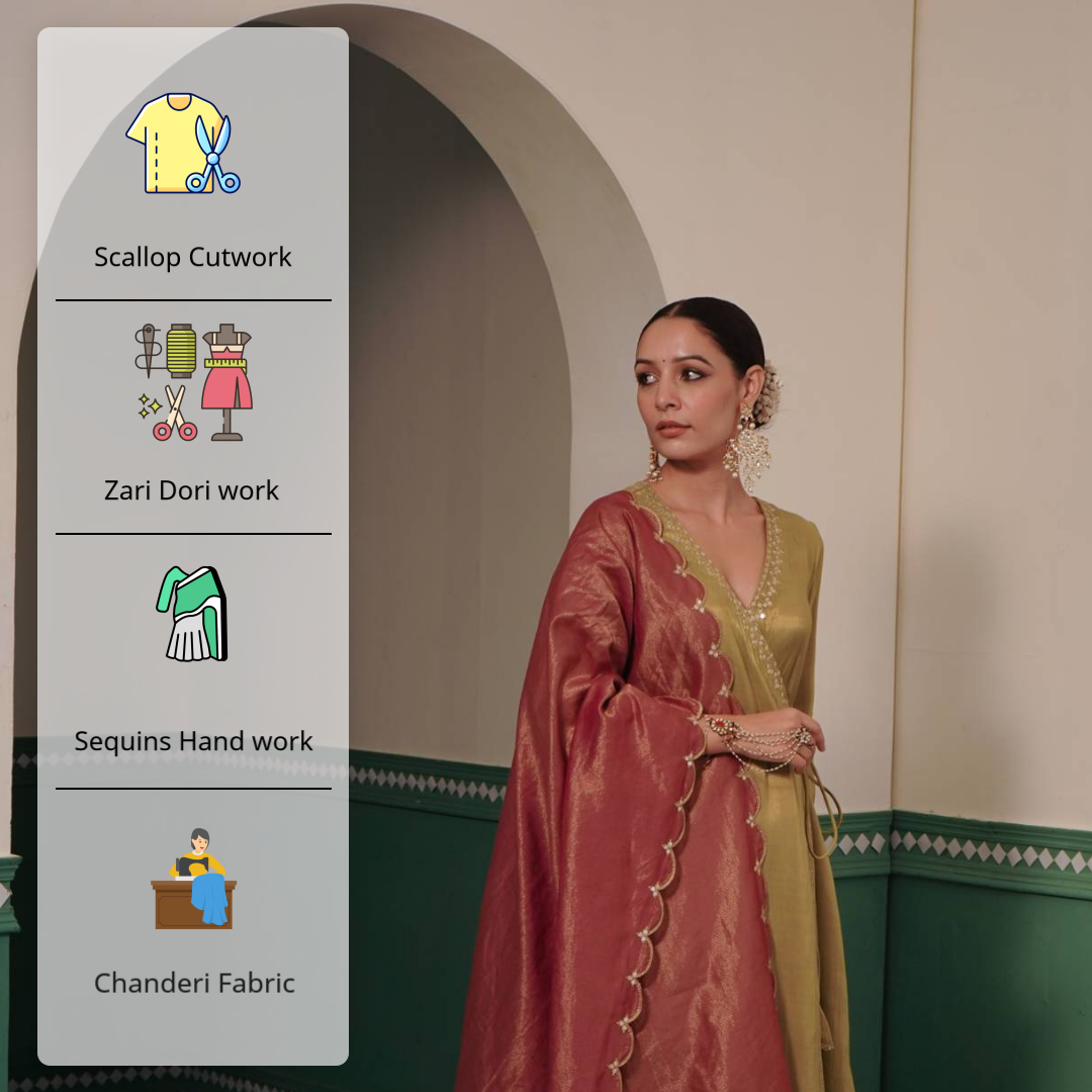 Purple Scallop Dupatta