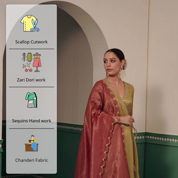 Purple Scallop Dupatta