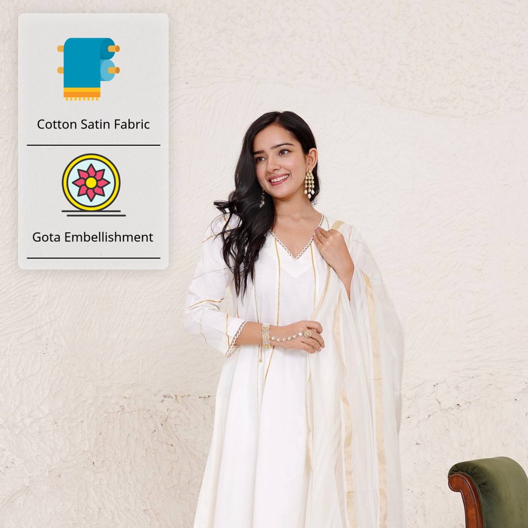 Ivory Rosa Anarkali with Wide Leg Pants