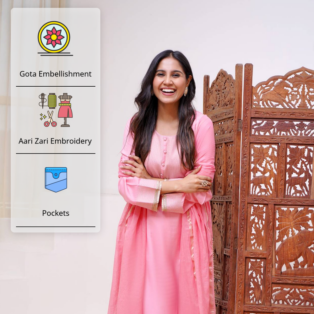 Lotus zari kurta with narrow pants