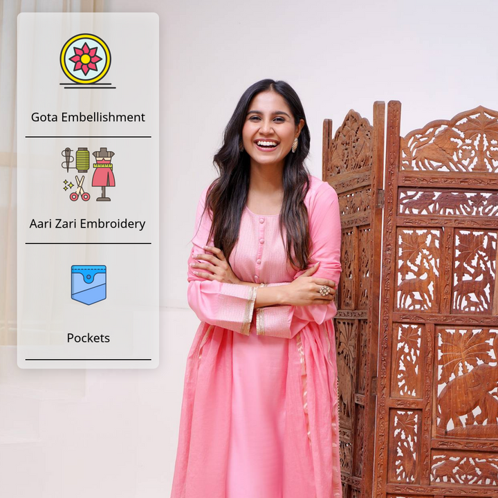 Lotus zari kurta with narrow pants