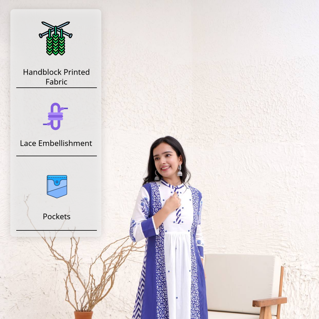 Indigo moroccan kurta with narrow pants