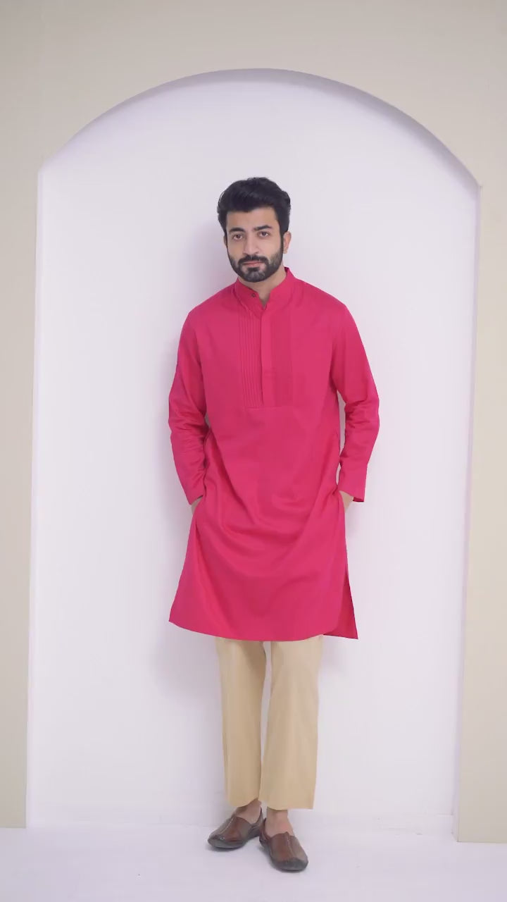 Fuchsia Pintuck Kurta Set