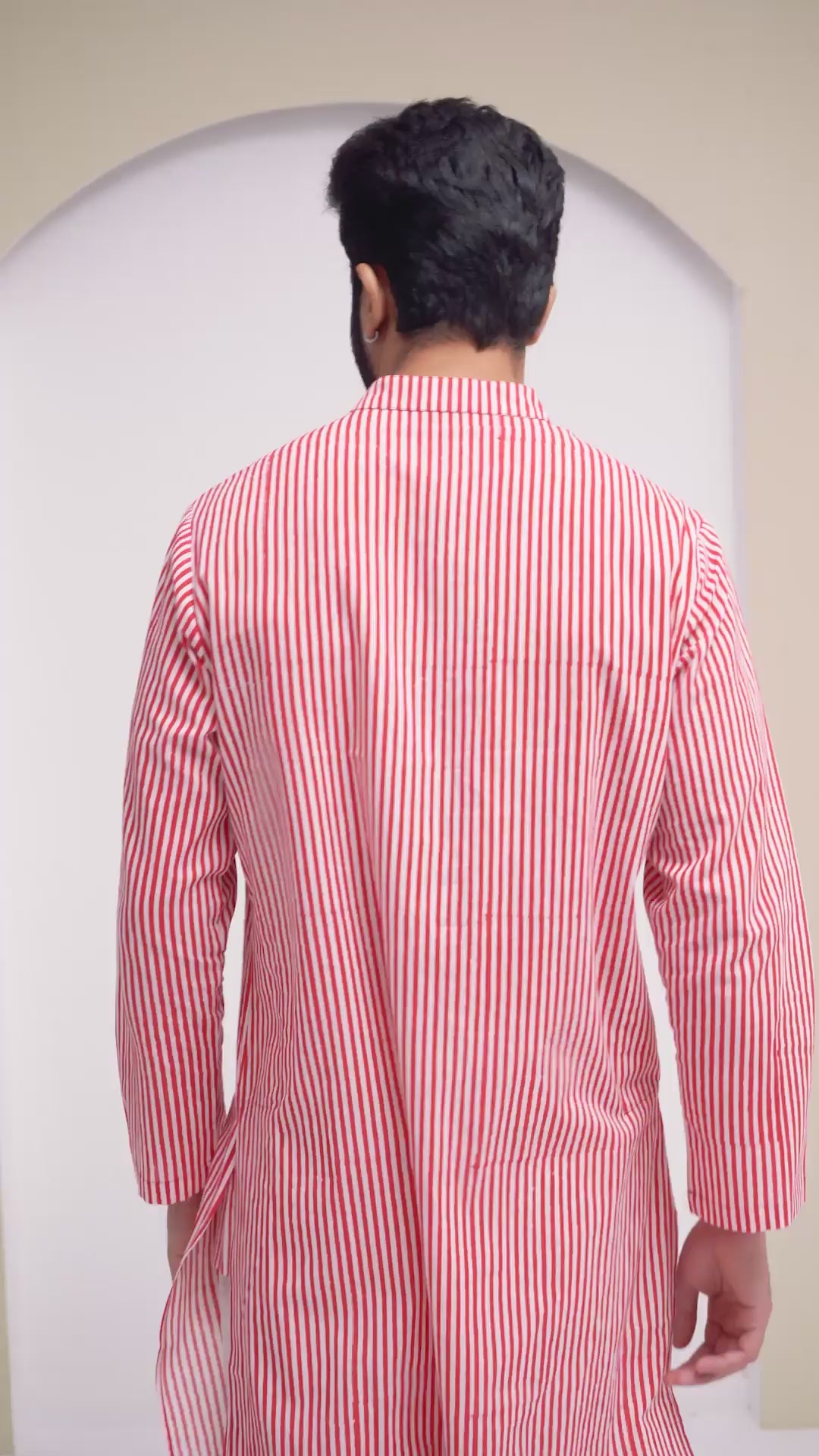 Red Stripe Kurta Set