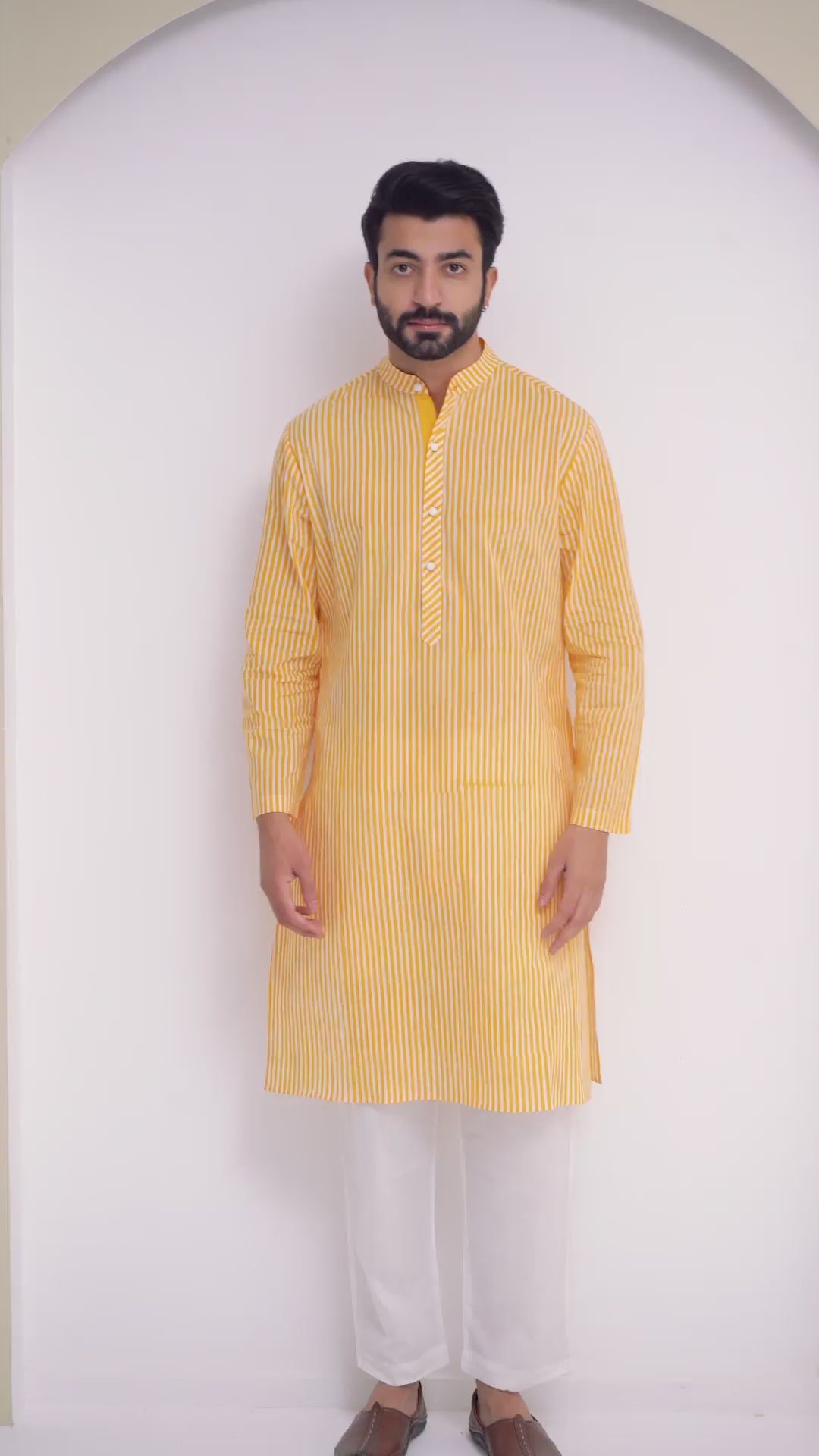 Yellow Stripe Kurta Set