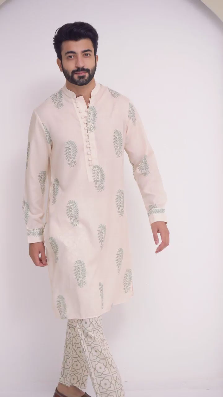 Sage Buta Kurta Set