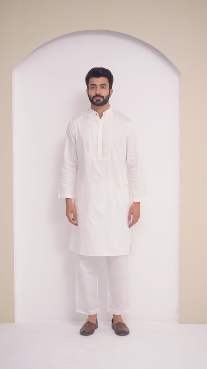 Ivory Pintuck Kurta Set