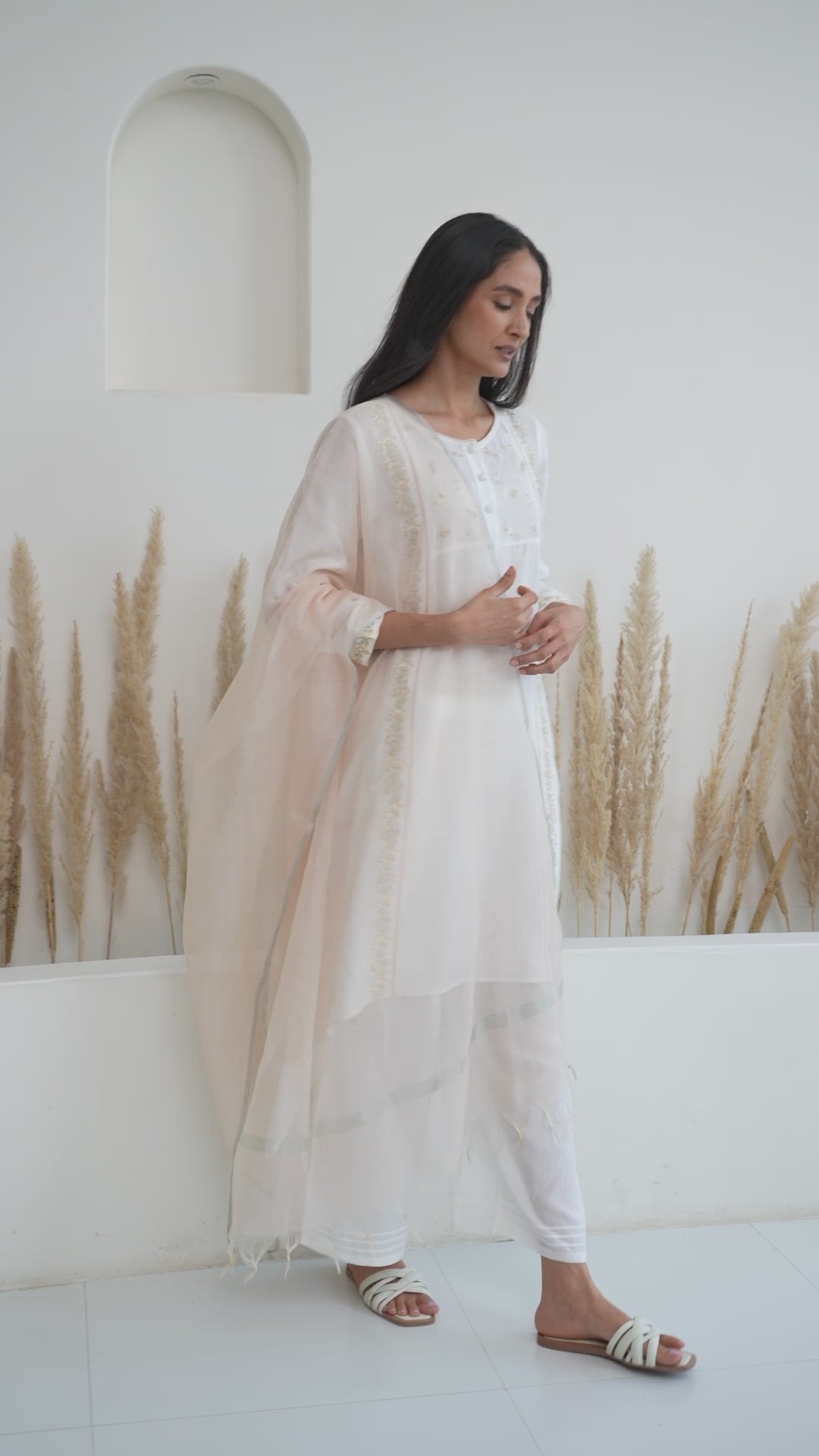 Ice Tone Kurta with Wide Leg Pants