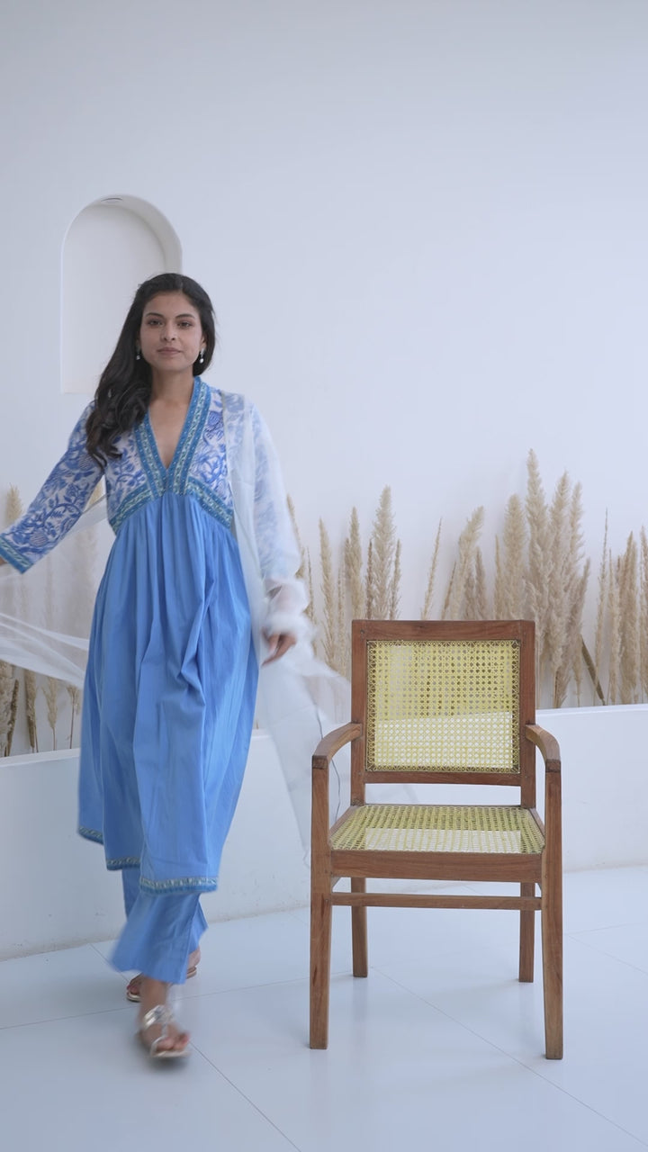 Sapphire Glory Kurta with Wide Leg Pants