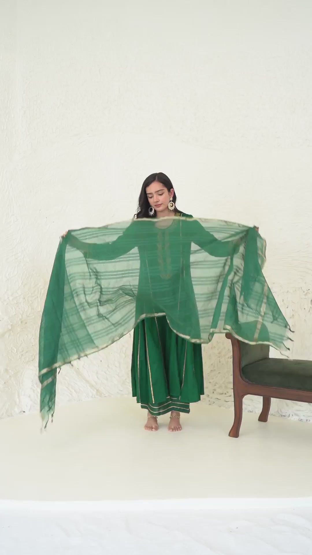 Emerald Dori Kurta with Wide Leg Pants