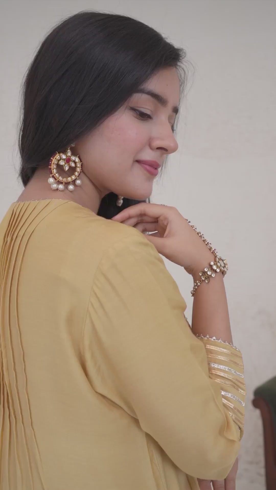 Pearl Gold Kurta with Wide Leg Pants
