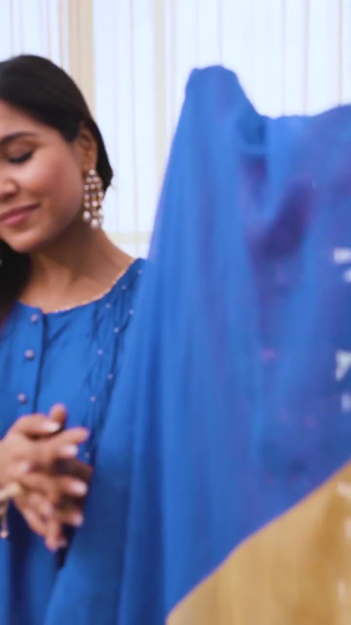 Pearl Marine Kurta with Wide Leg Pants