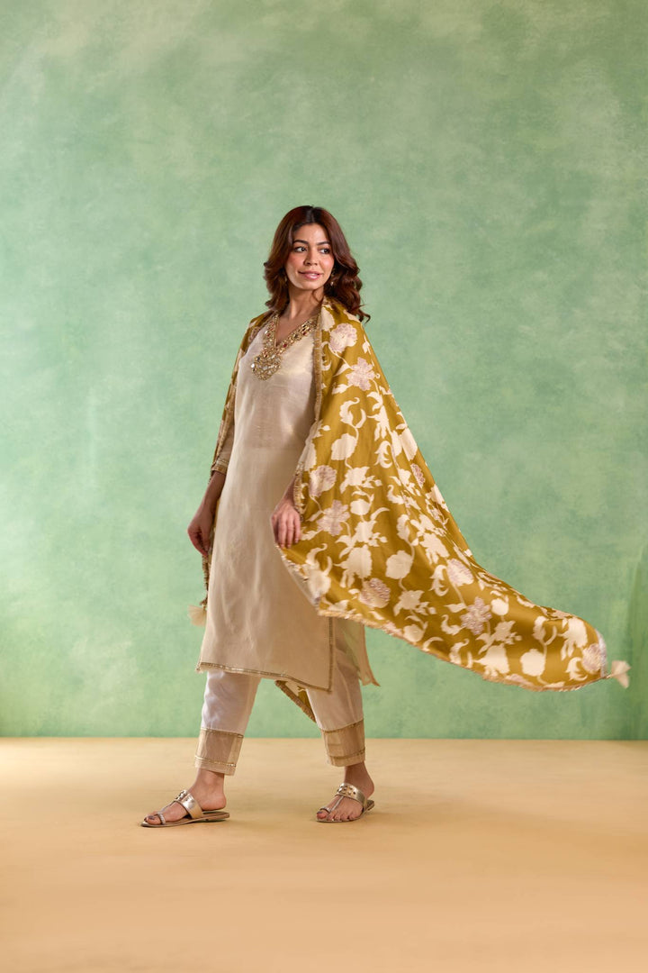 Gold Floral Chintz Dupatta