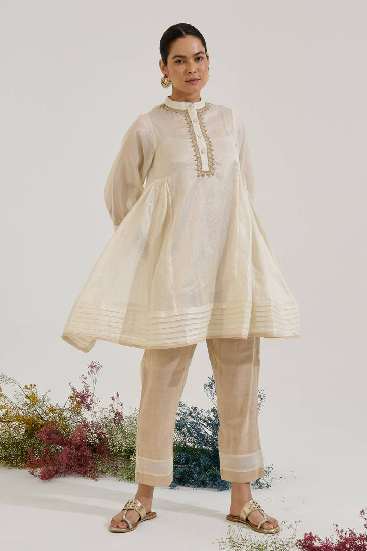 Gold Dori Chanderi Stripe Co-ord Set