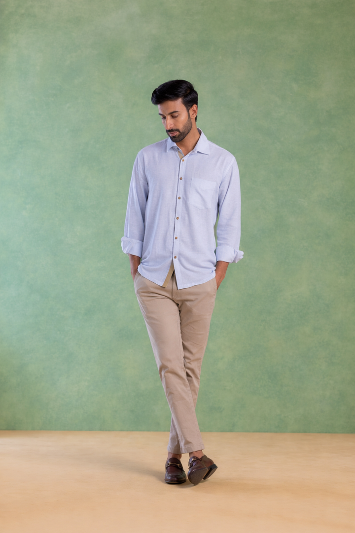 Blue Handloom Linen Shirt