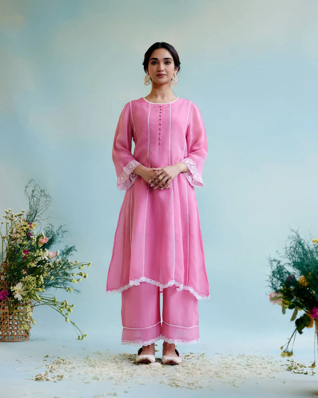 Blush Pink Anarkali with Wide Leg Pants