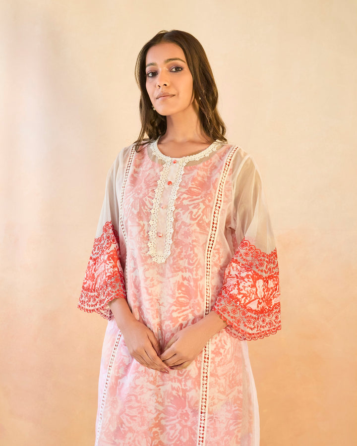 Rose Floral Embroidered Kurta