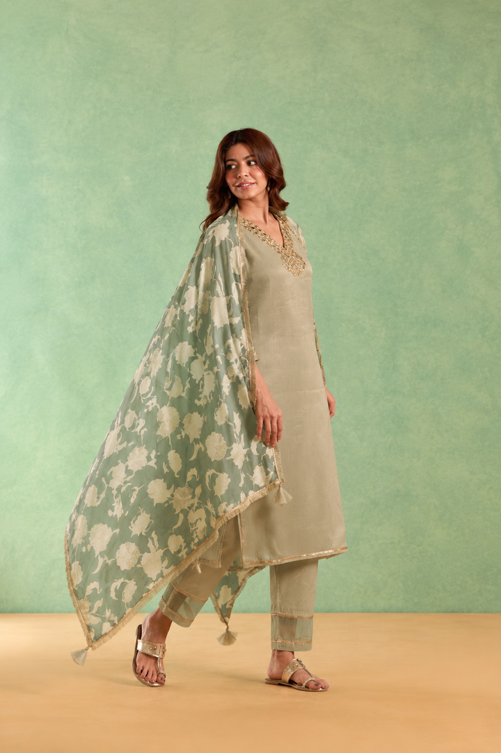 Sage Floral Chintz Dupatta