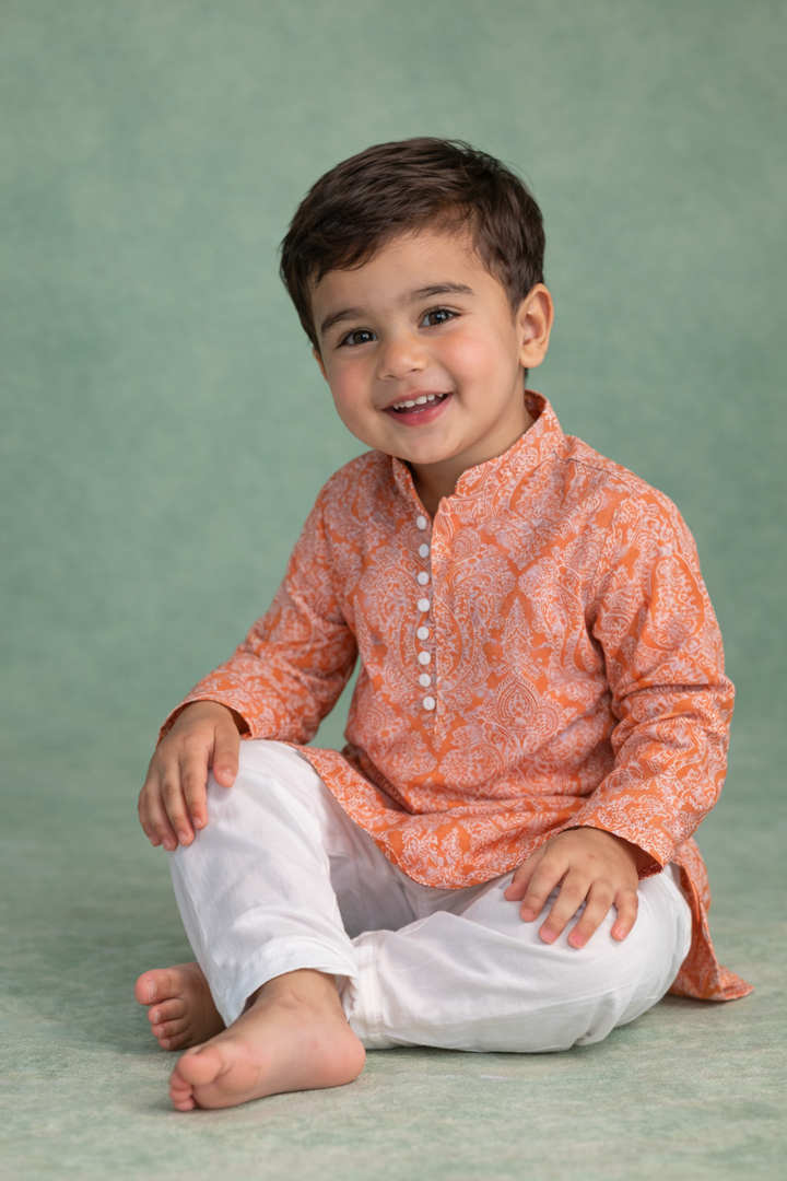 Boys Rustic Jaal Loopi Kurta Set