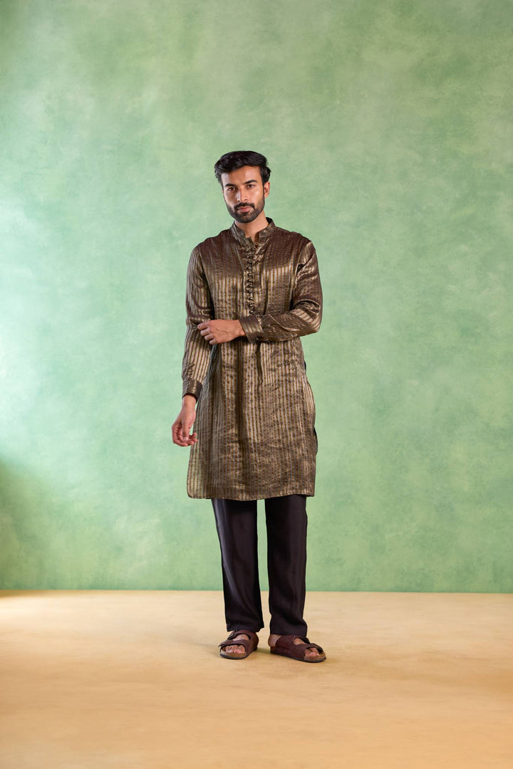 Black Stripe Loopi Kurta with Narrow Pants