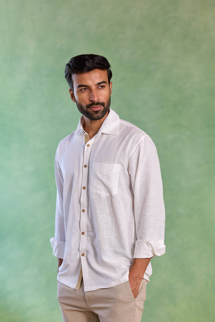 White Handloom Linen Shirt