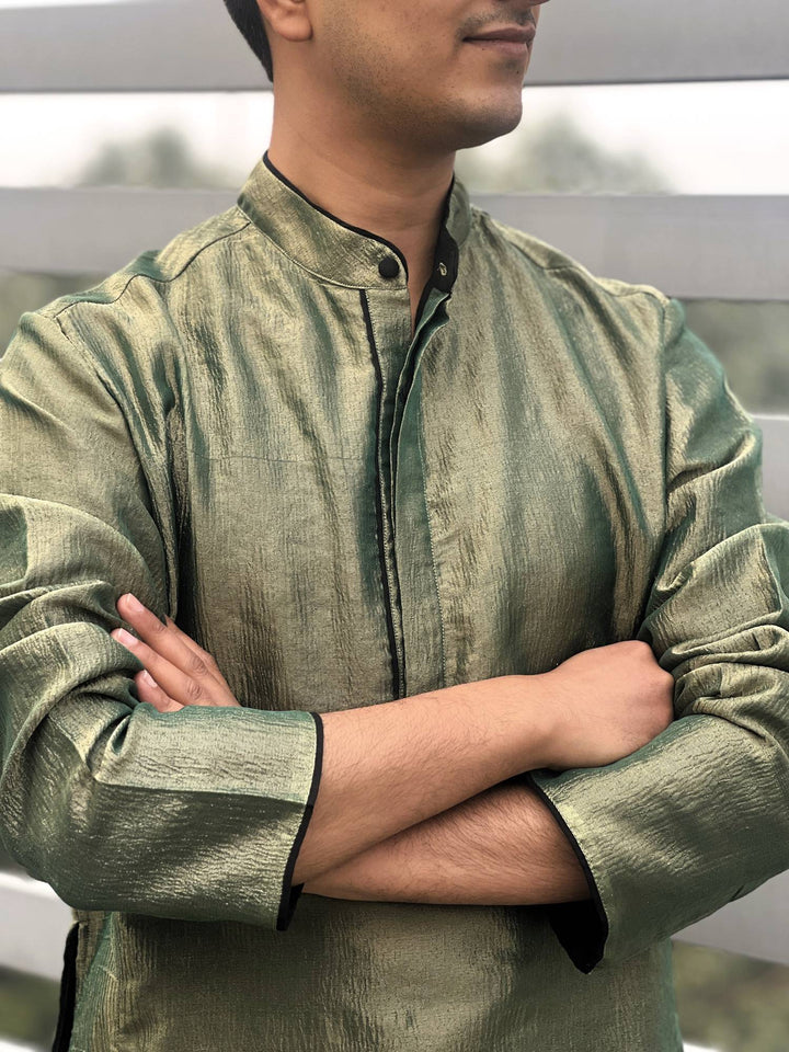 Jade Green Crush Tissue Kurta