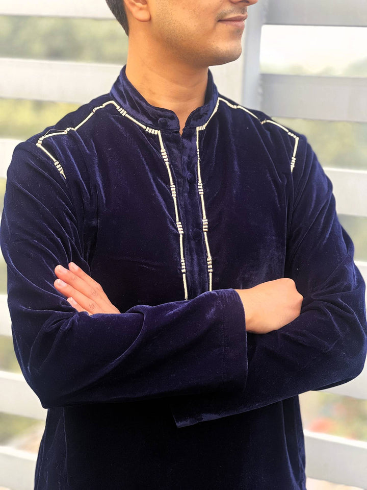 Old Navy Embroidered Velvet Kurta