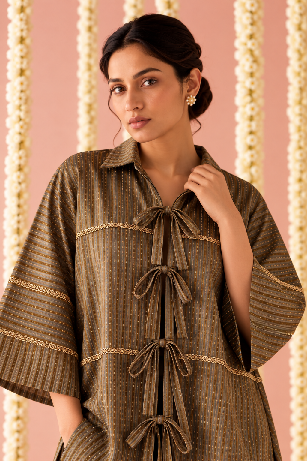 Black Gota Tie-up Co-ord Set - Set of 2
