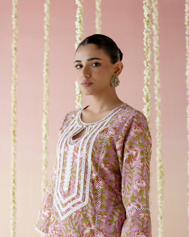 Mulberry Pink Floral Chintz Kurta