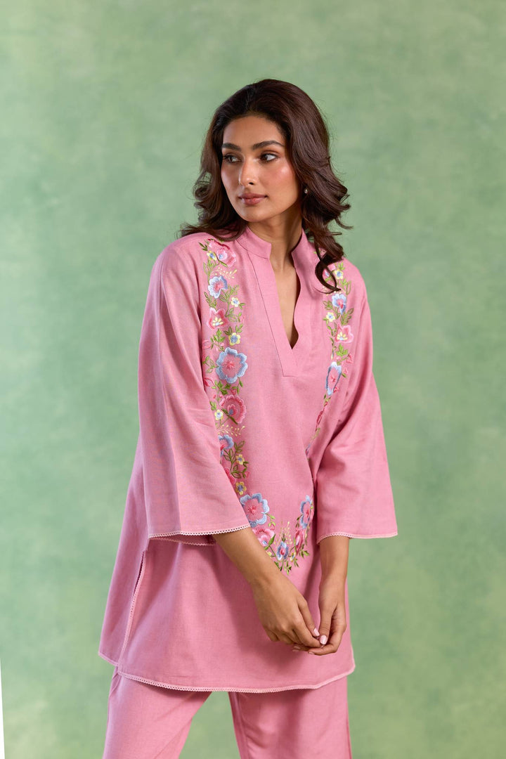 Blush Bloom Embroidered Co-ord Set