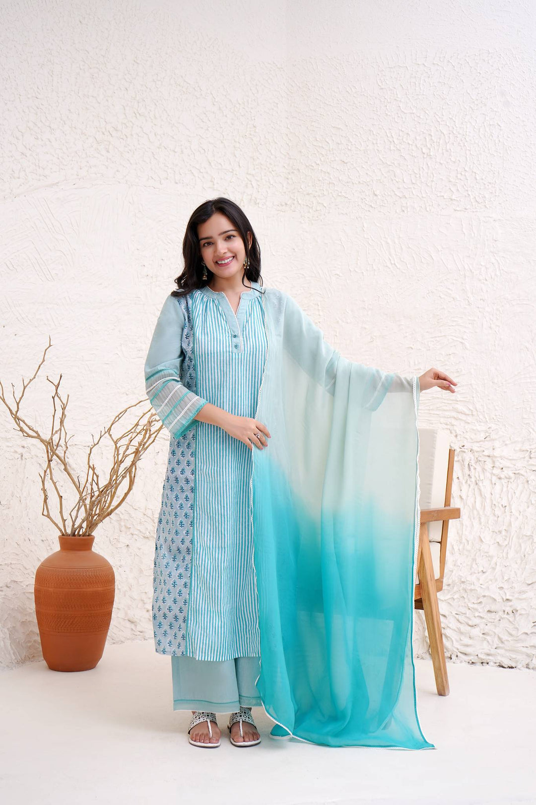 Aqua blue dupatta