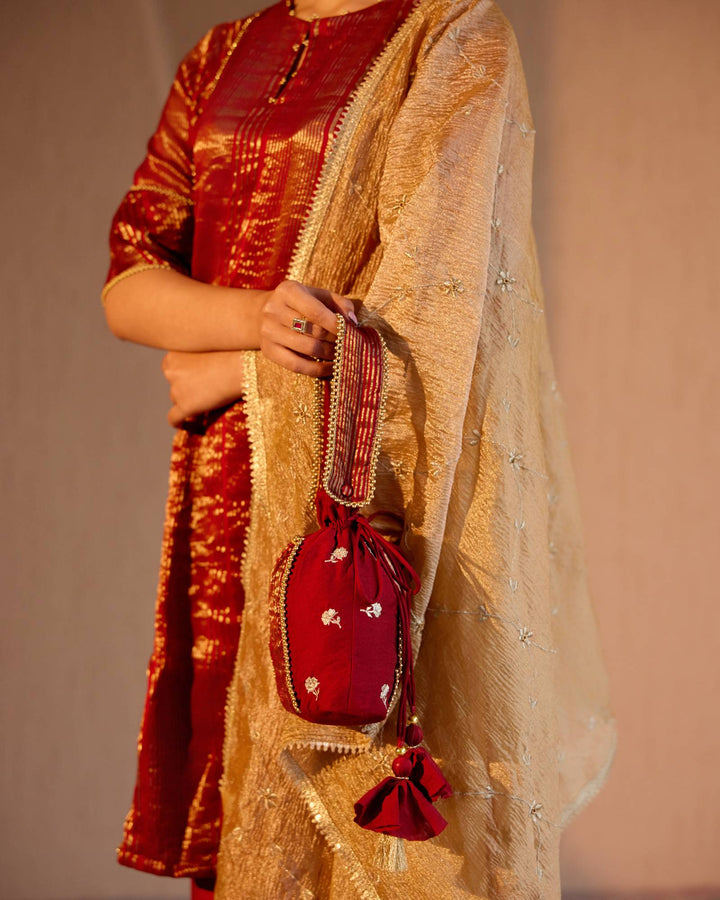 Ruby Zari Potli Bag