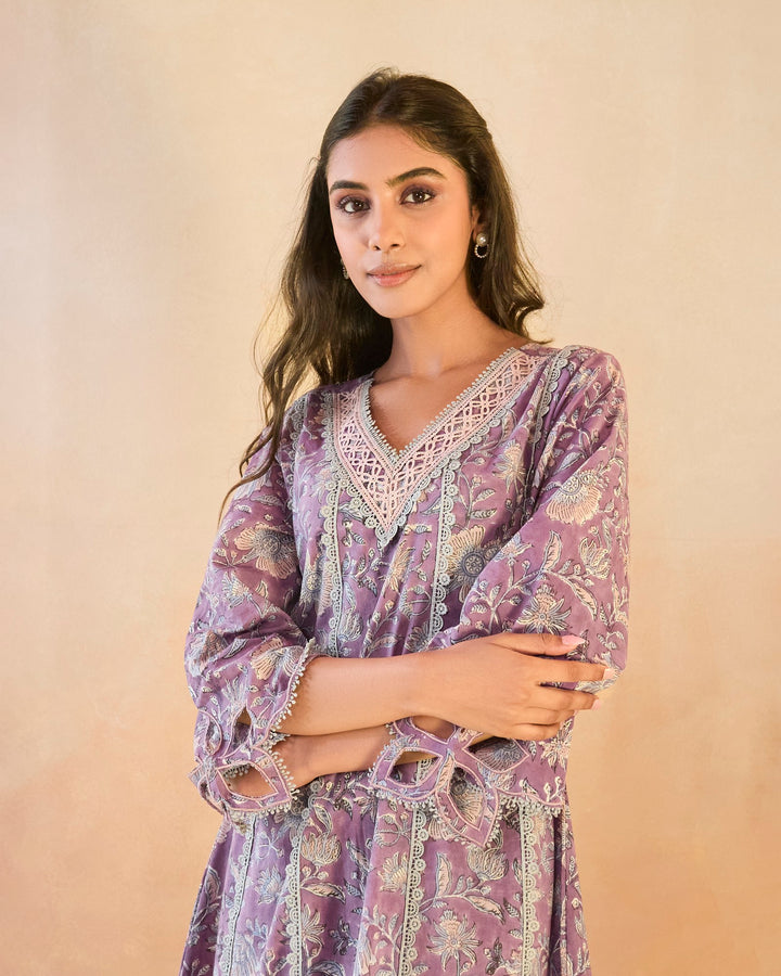 Mauve Chintz Cutwork Kurta