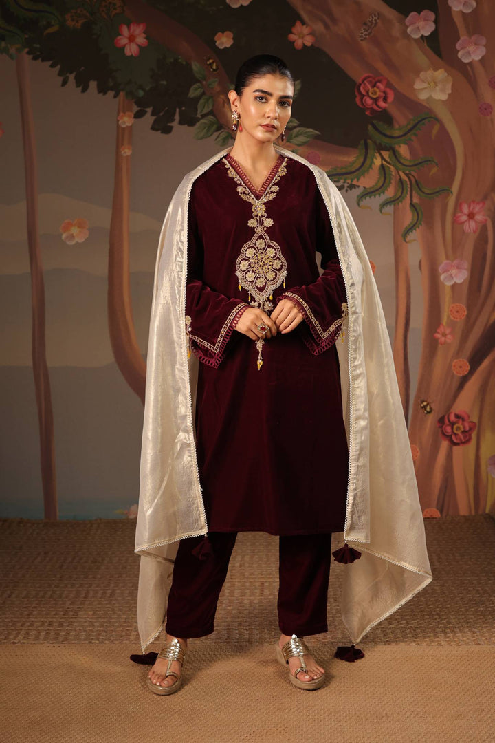 Wine Dori Ivory Dupatta