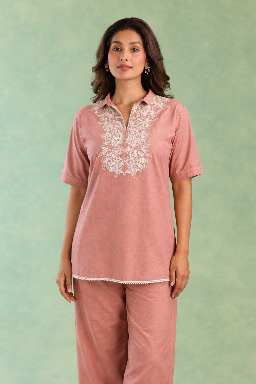 Dusty Rose Dori Handloom Linen Top