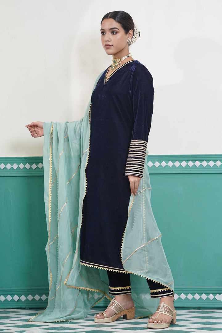 Teal Gold Dupatta