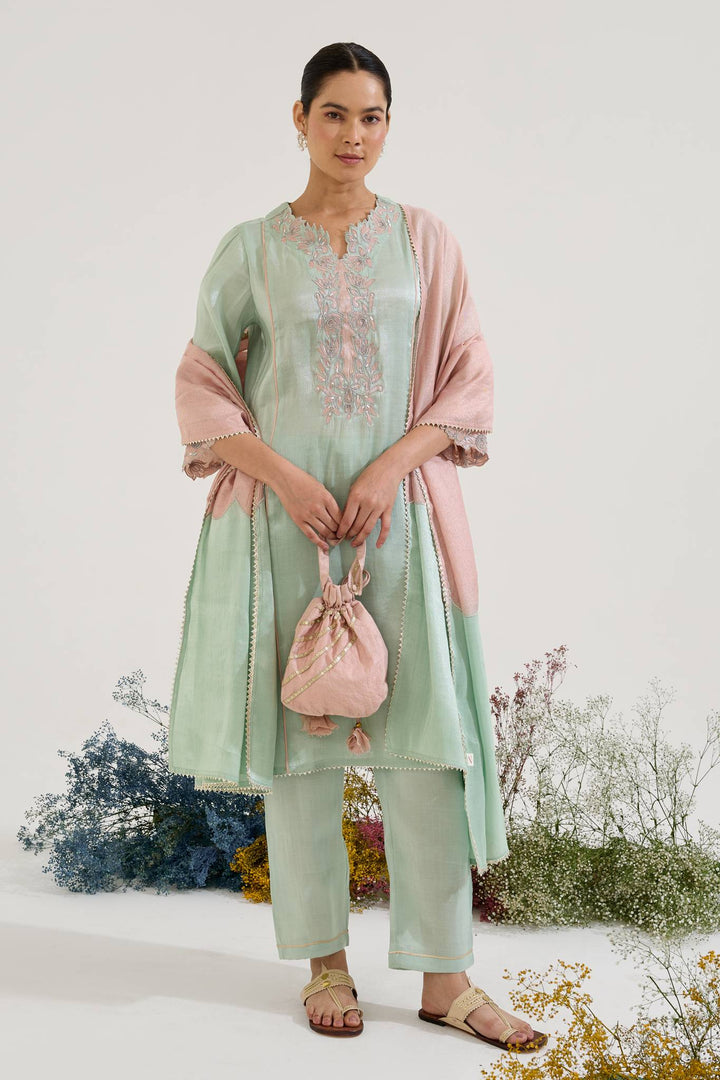 Mint Lotus Dupatta