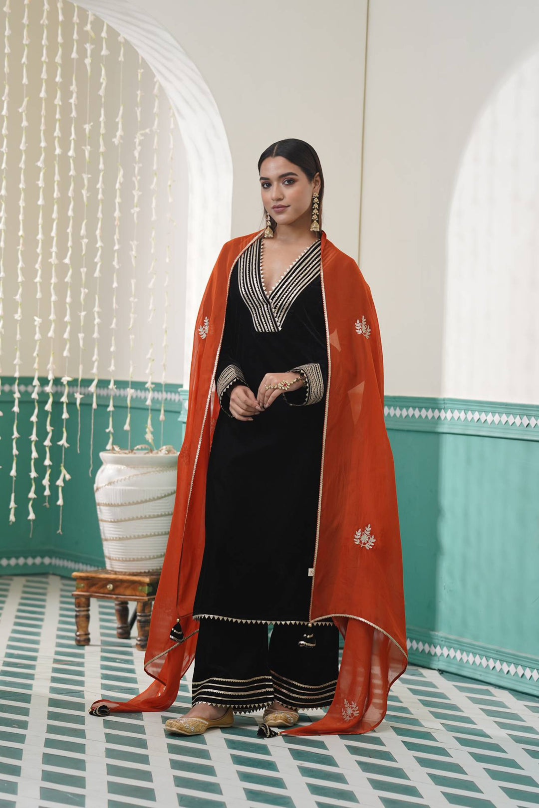 Black Velvet Kurta Set