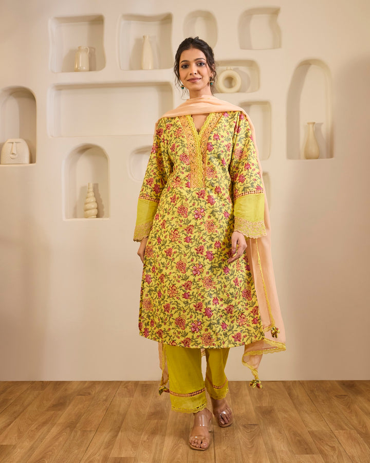 Dahlia Yellow Embroidered Kurta