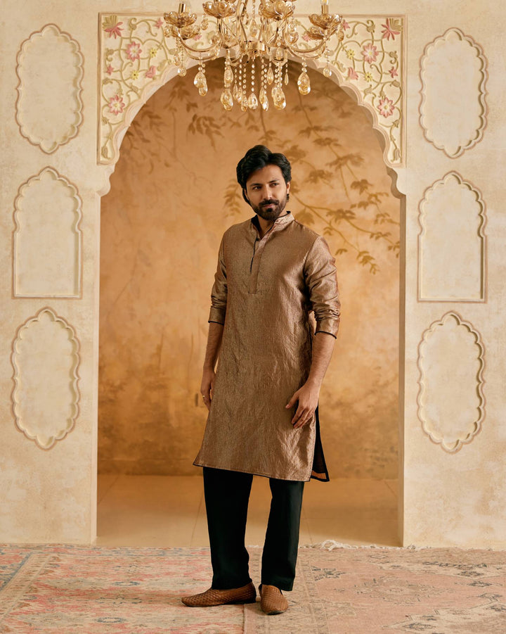 Bronze Crush Tissue Kurta